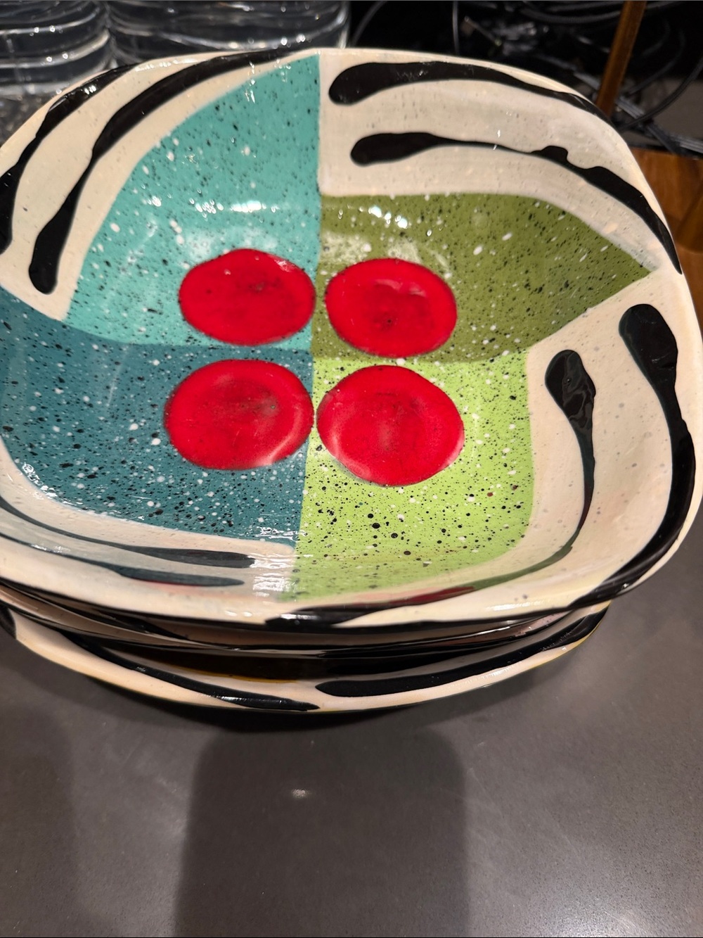 Artist Jack Charney Hand-Painted Ceramic Dishes - 40 pieces total